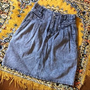 Acid wash high waisted denim skirt